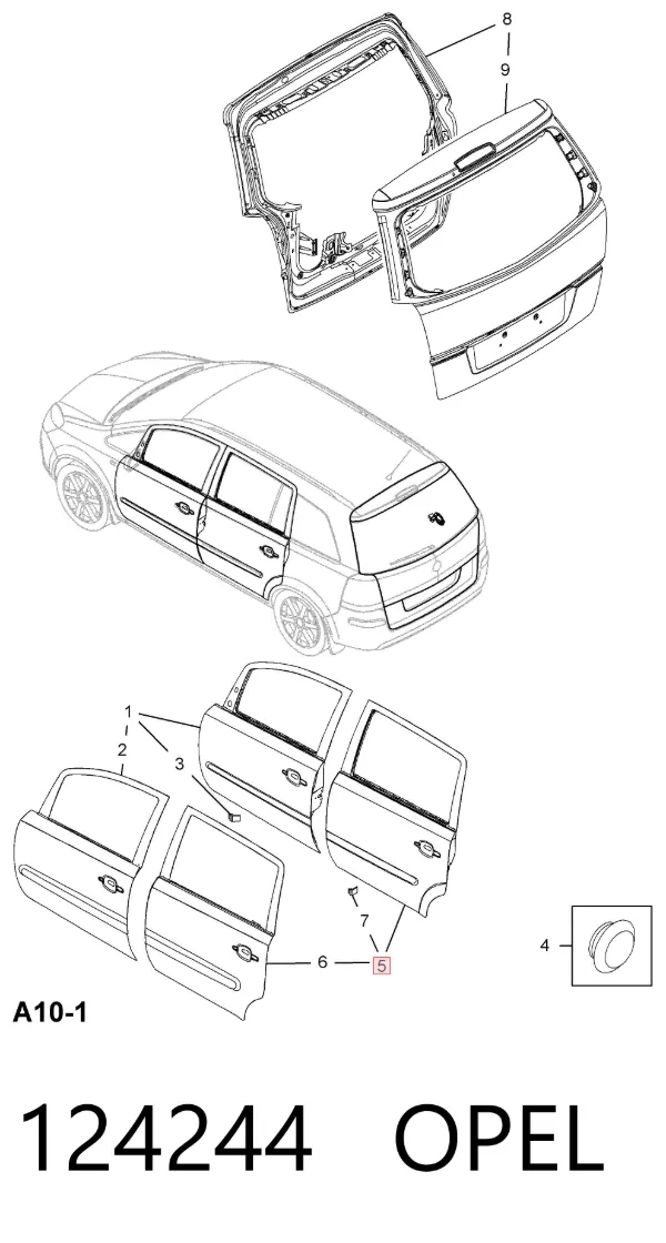 Двері задні, праві 124244 Opel