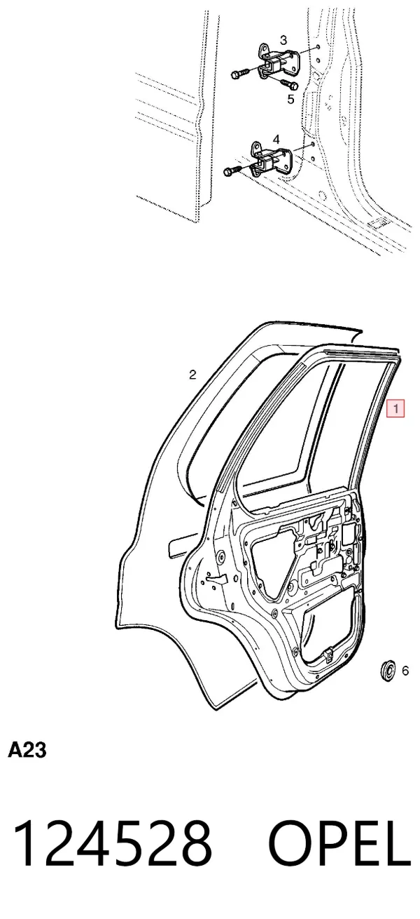 Двері задні, праві 124528 Opel