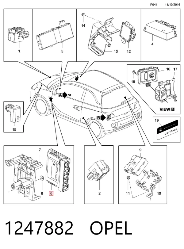 Блок комфорту 1247882 Opel
