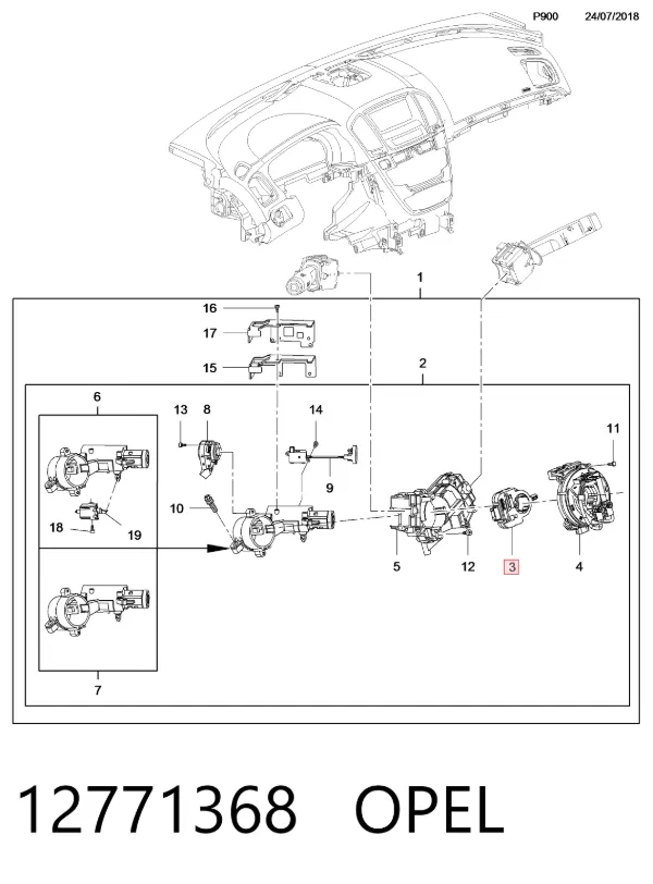 Датчик кута повороту кермового колеса 12771368 Opel