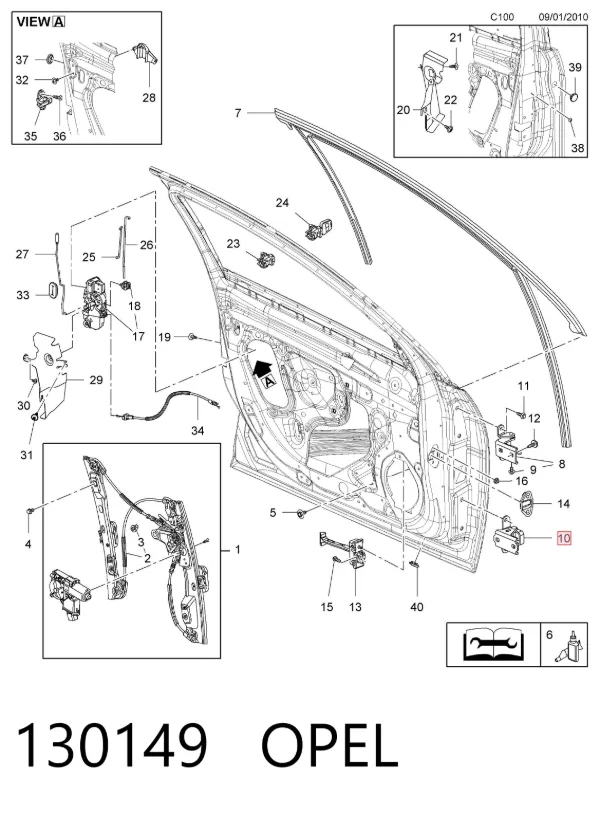 Петля передніх дверей, правої 130149 Opel
