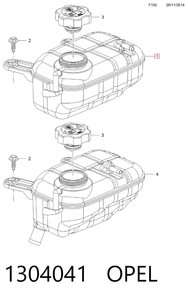 Бачок системи охолодження 1304041 Opel