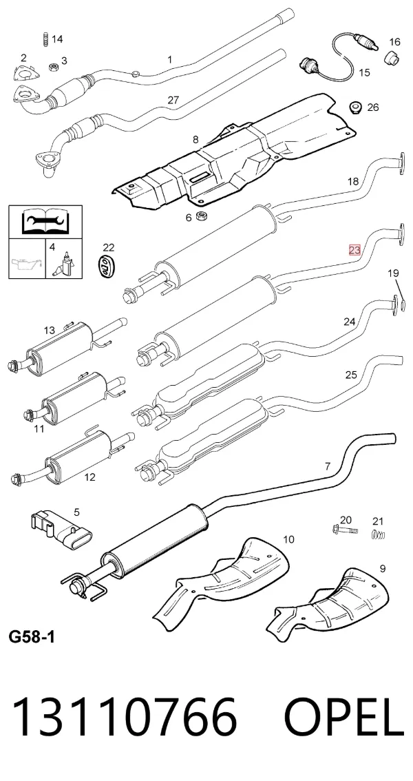 Глушник, центральна частина 13110766 Opel