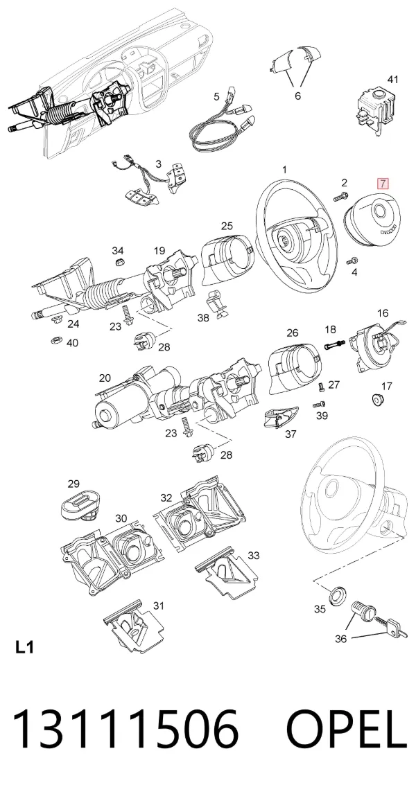 Подушка безпеки, водійська, AIRBAG 13111506 Opel