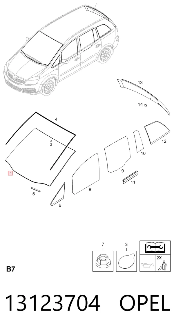 Лобове скло 13123704 Opel
