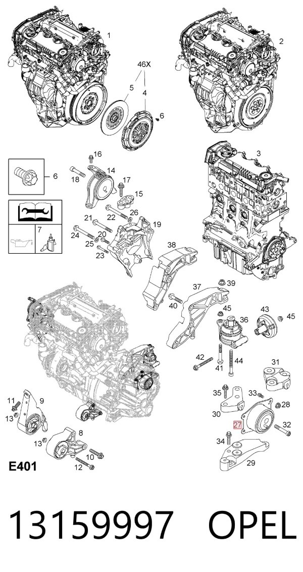 Подушка (опора) двигуна, ліва 13159997 Opel