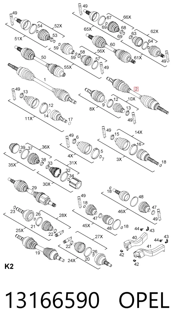 Піввісь (привід) передня 13166590 Opel