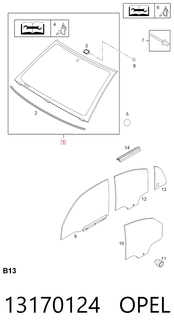 Лобове скло 13170124 Opel