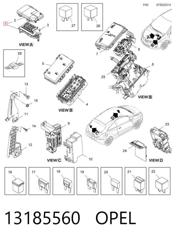 Блок запобіжників 13185560 General Motors