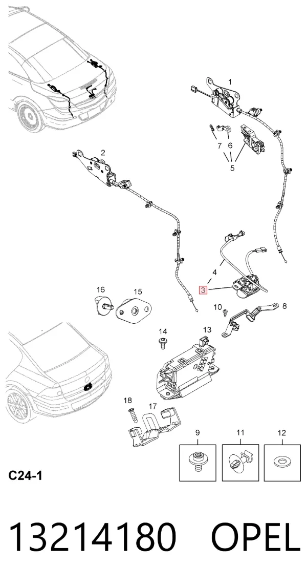 Замок багажника 13214180 General Motors