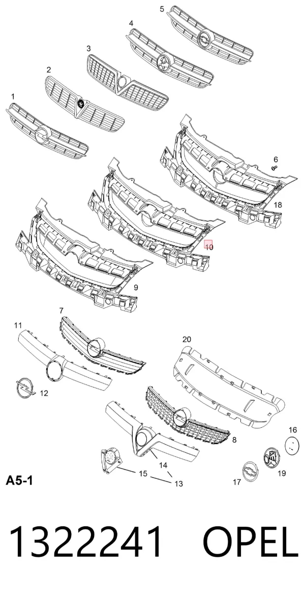 Решітка радіатора 1322241 Opel