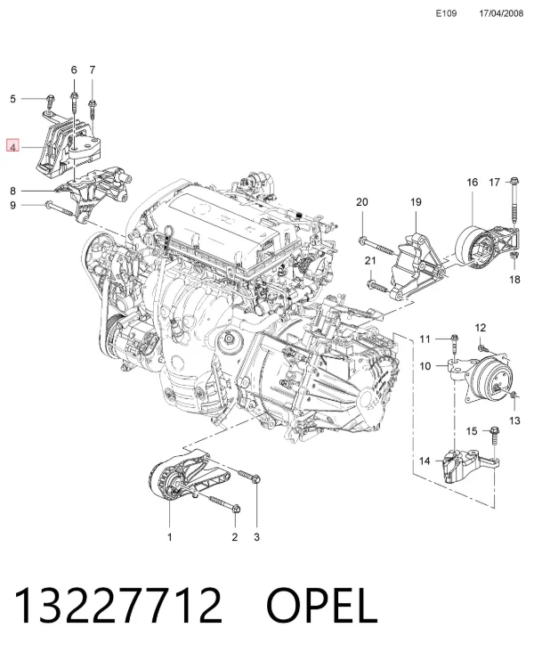 Подушка (опора) двигуна, права 13227712 Opel