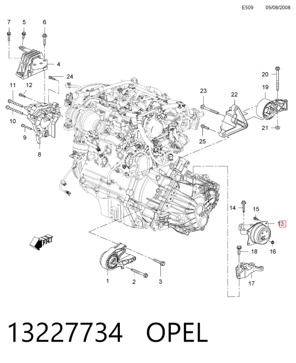 Подушка (опора) двигуна, ліва 13227734 Opel