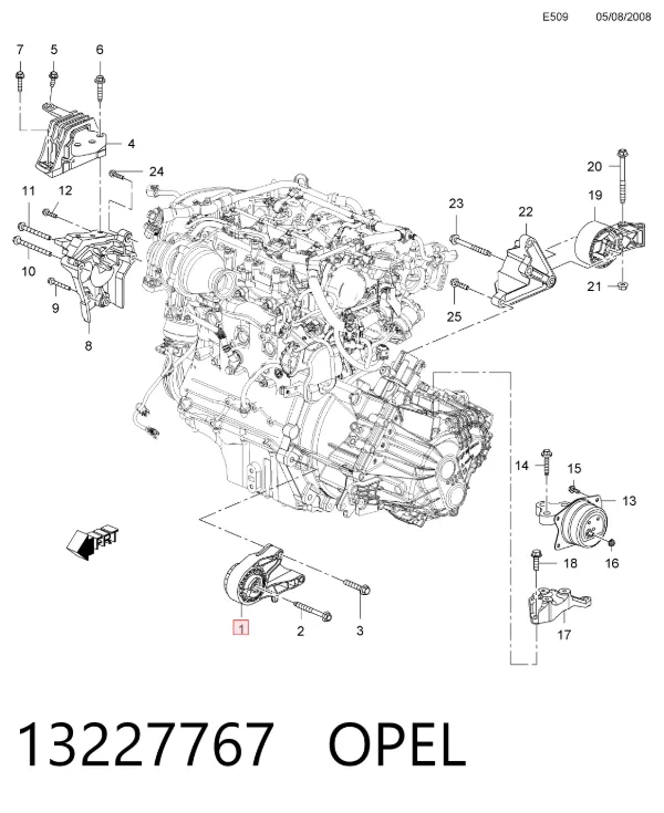 Подушка двигуна передня 13227767 Opel