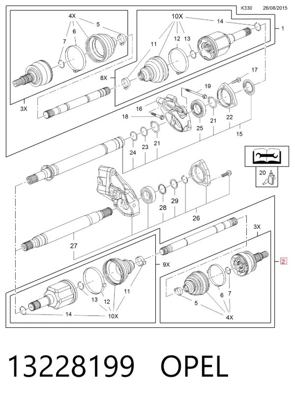 Піввісь права 13228199 Opel