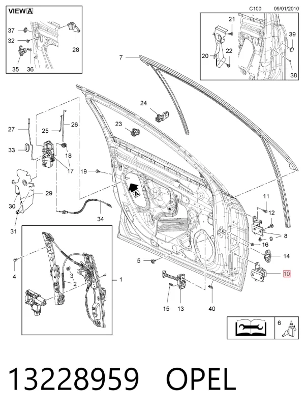Петля передніх дверей, правої 13228959 Opel