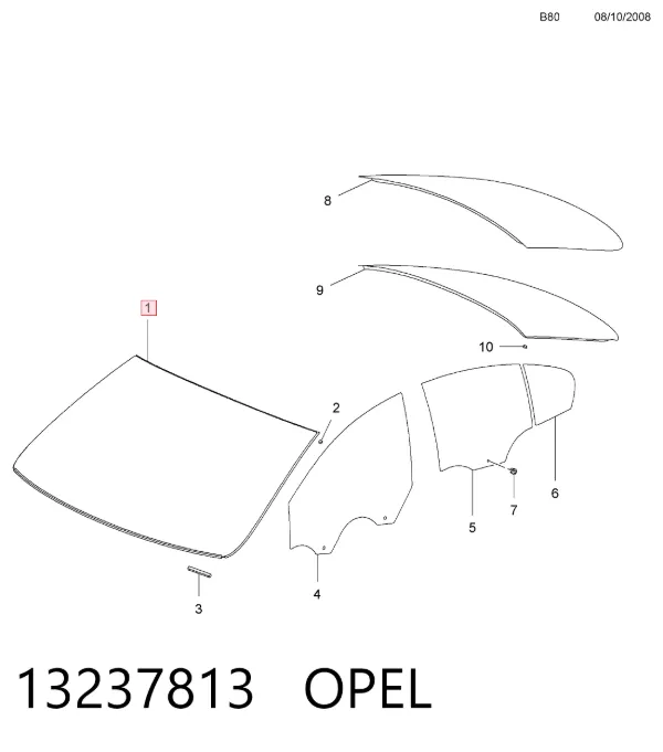 Лобове скло 13237813 Opel