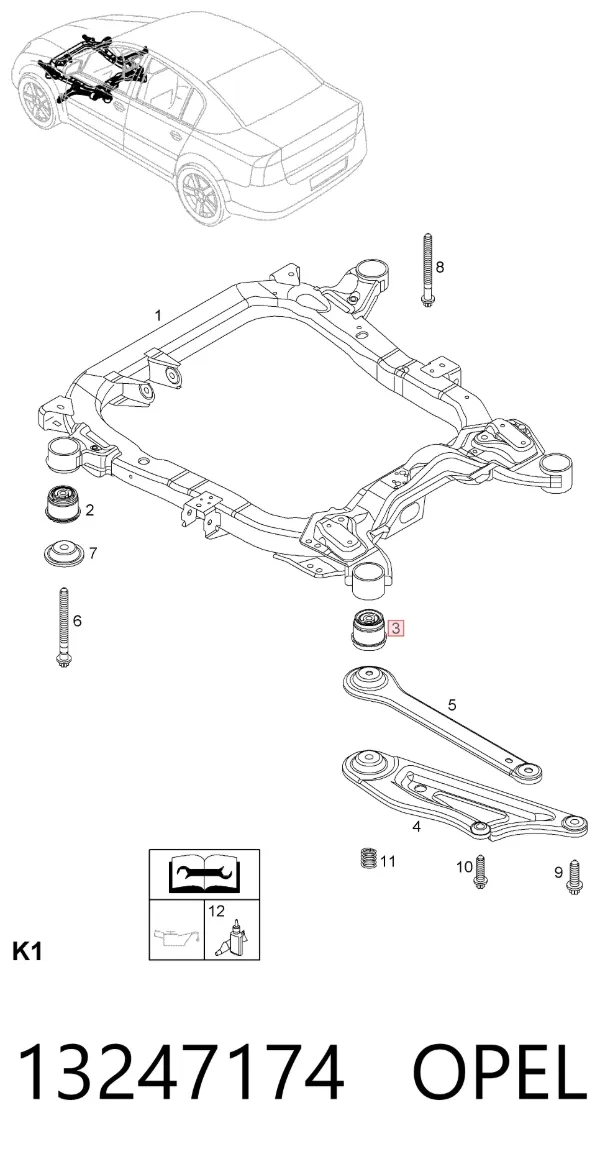 Сайлентблок передній балки/підрамника 13247174 Opel