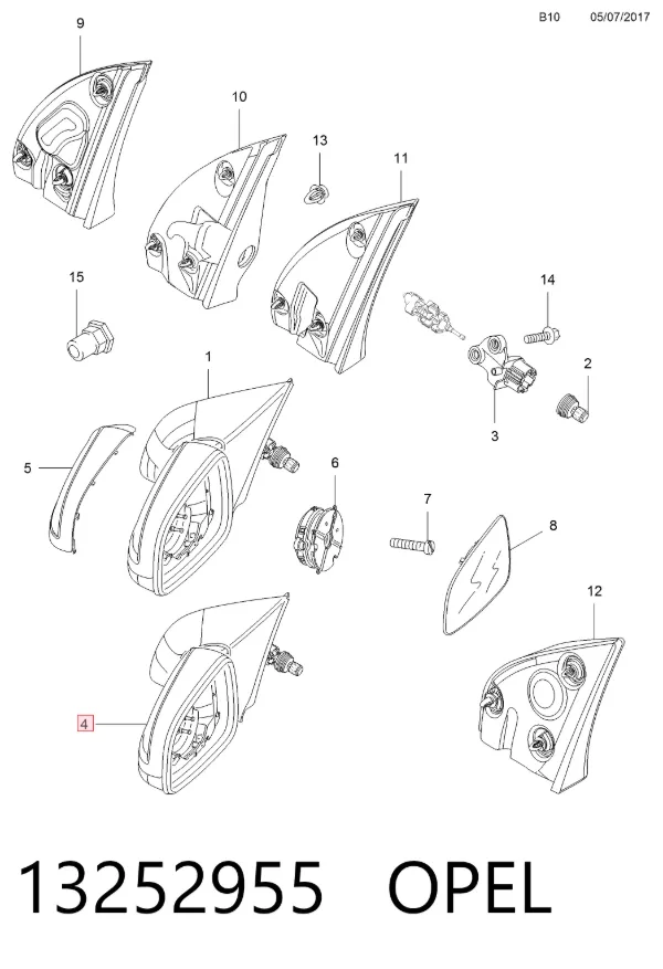 Ліве бокове дзеркало 13252955 Opel