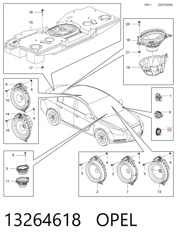 Динамік передньої двері 13264618 Opel
