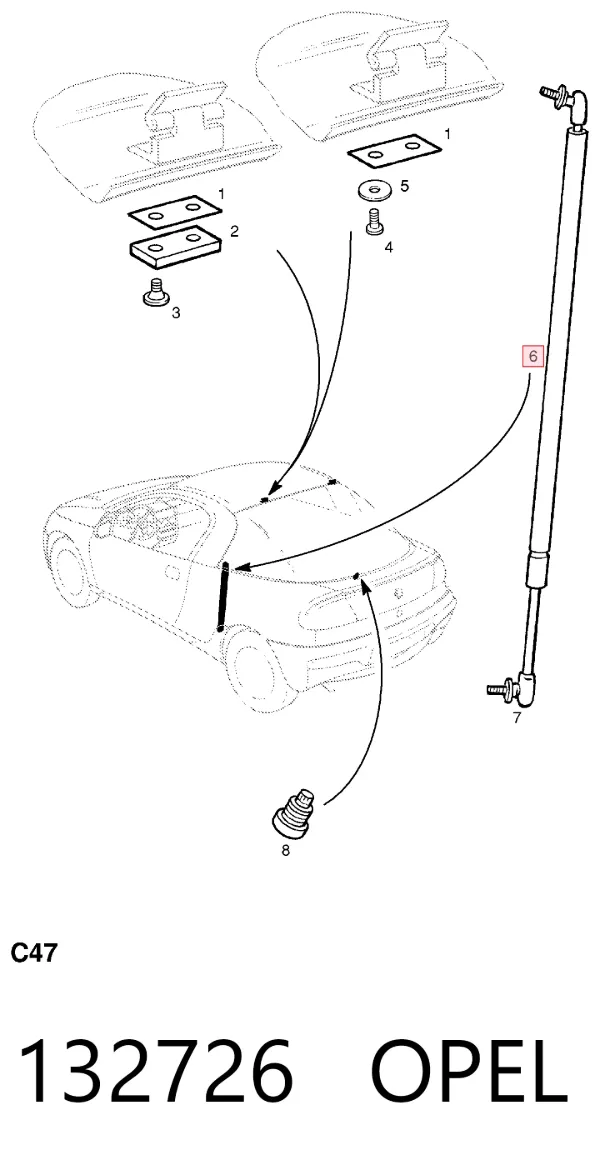 Амортизатор багажника 132726 Opel