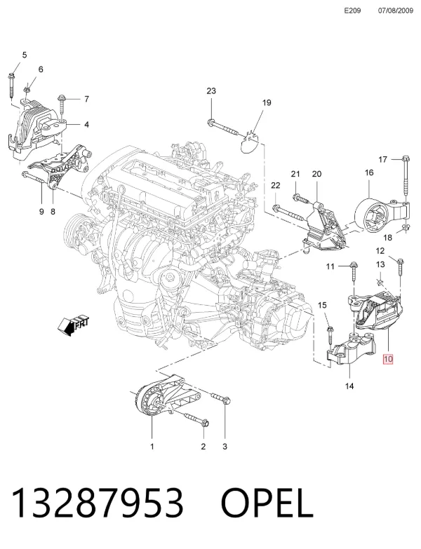 Подушка (опора) двигуна, ліва 13287953 Opel