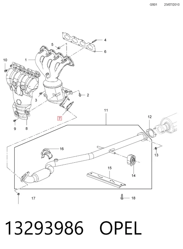Прокладка глушника 13293986 Opel