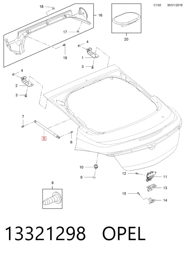 Амортизатор багажника 13321298 Opel