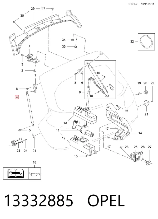 Амортизатор багажника 13332885 Opel