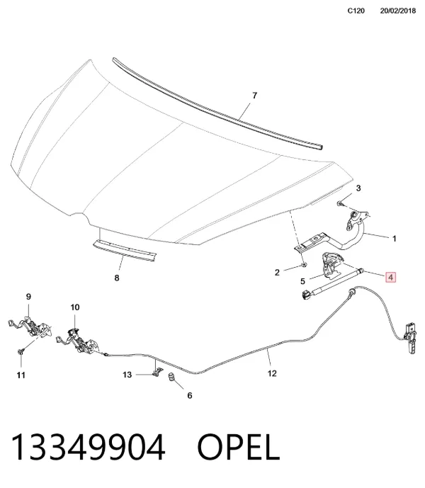 Амортизатор капота 13349904 Opel
