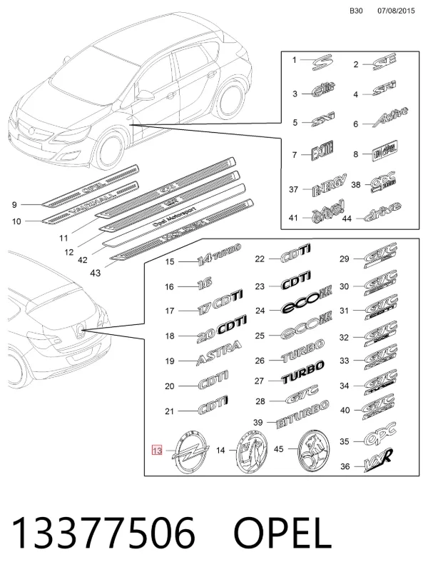 Емблема кришки багажника 13377506 Opel