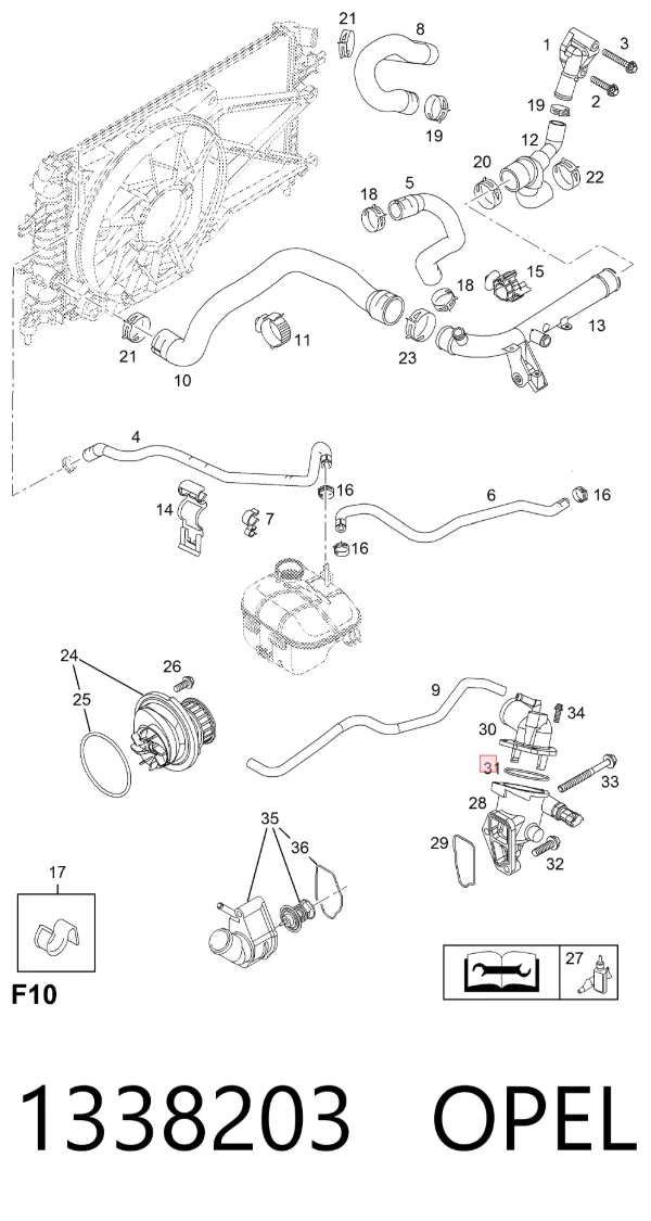 Прокладка термостата 1338203 Opel