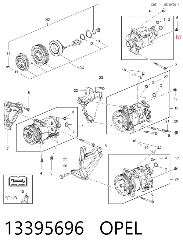 Компресор кондиціонера 13395696 Opel