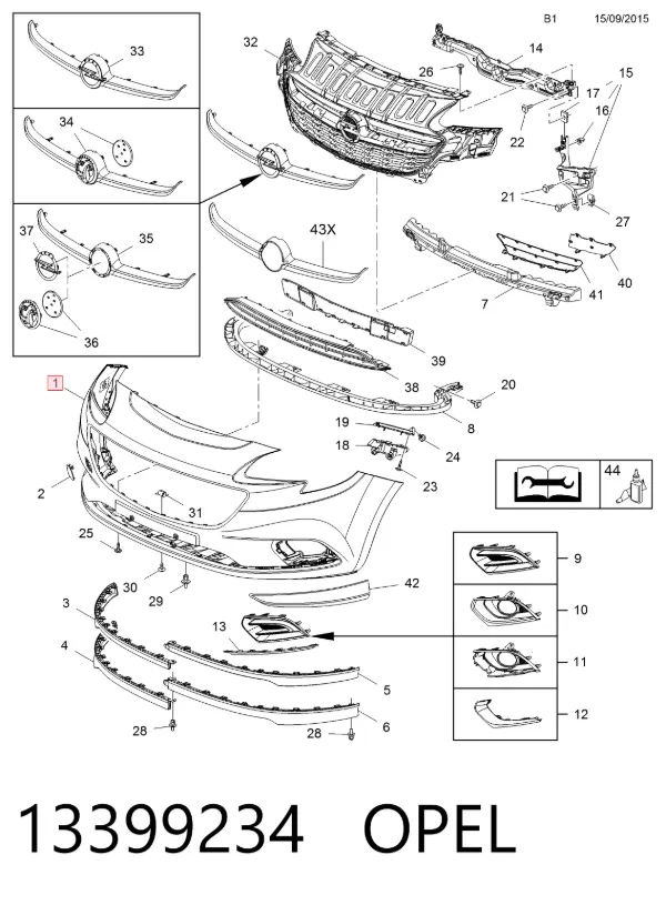 Передній бампер Opel Corsa E