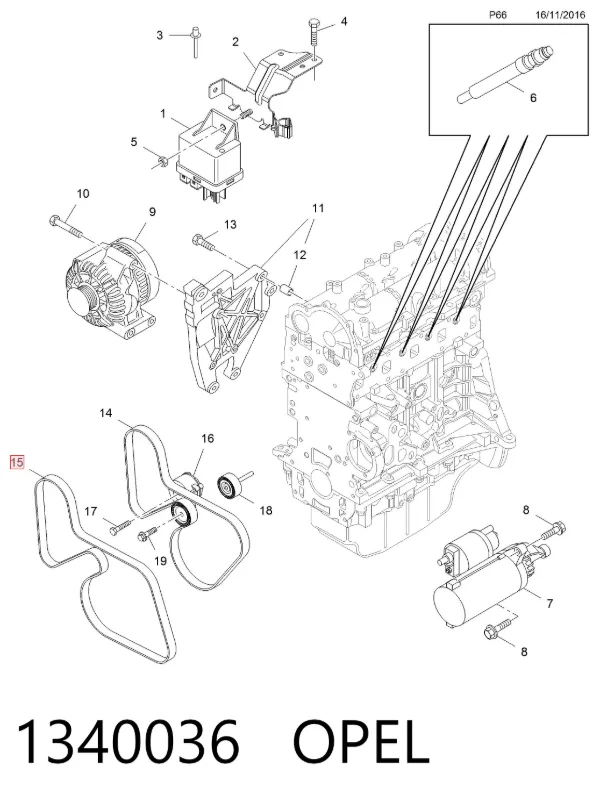 Ремінь генератора 1340036 Opel