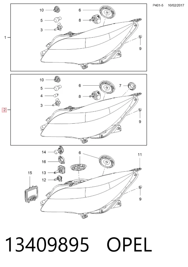 Фара права 13409895 Opel