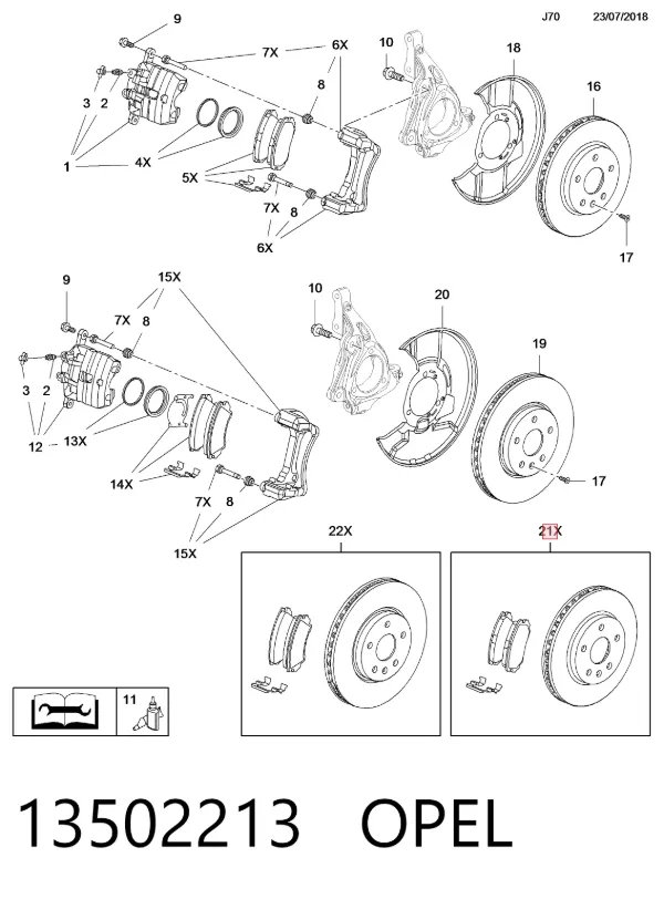 Гальмівні диски передні 13502213 Opel