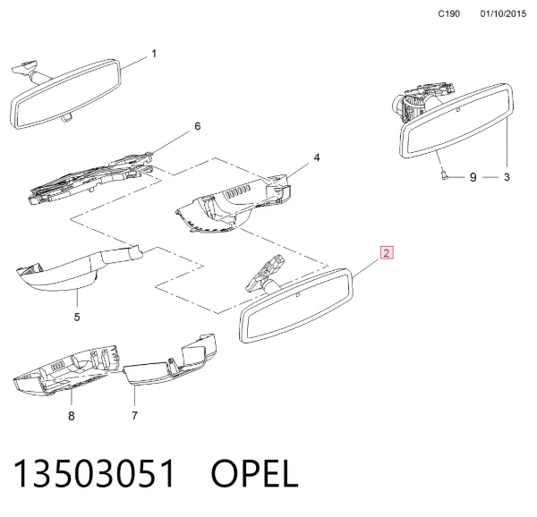 Дзеркало салону 13503051 Opel