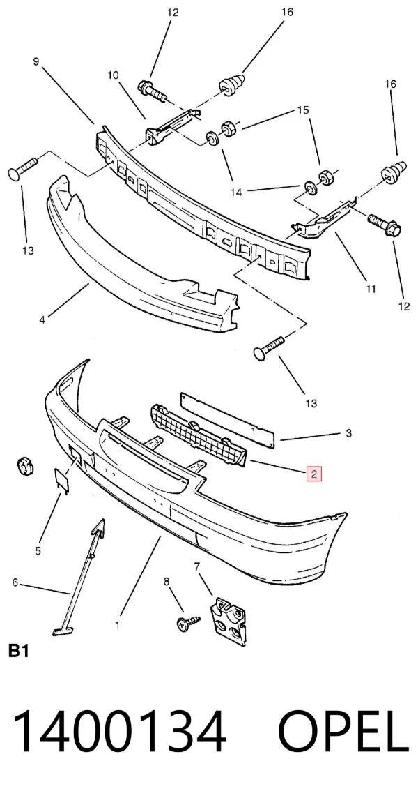 Решітка радіатора 1400134 Opel