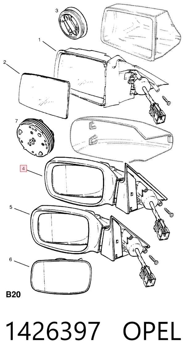 Ліве бокове дзеркало 1426397 Opel