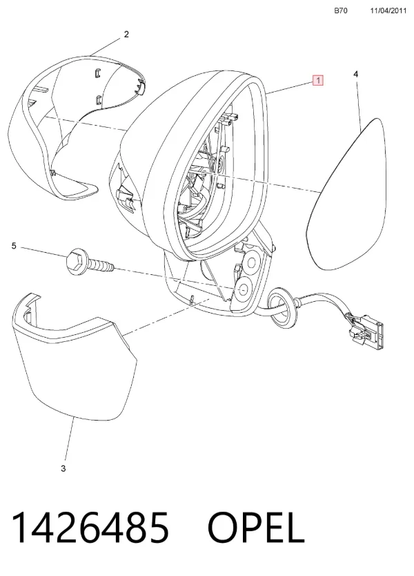 Ліве бокове дзеркало 13354624 General Motors