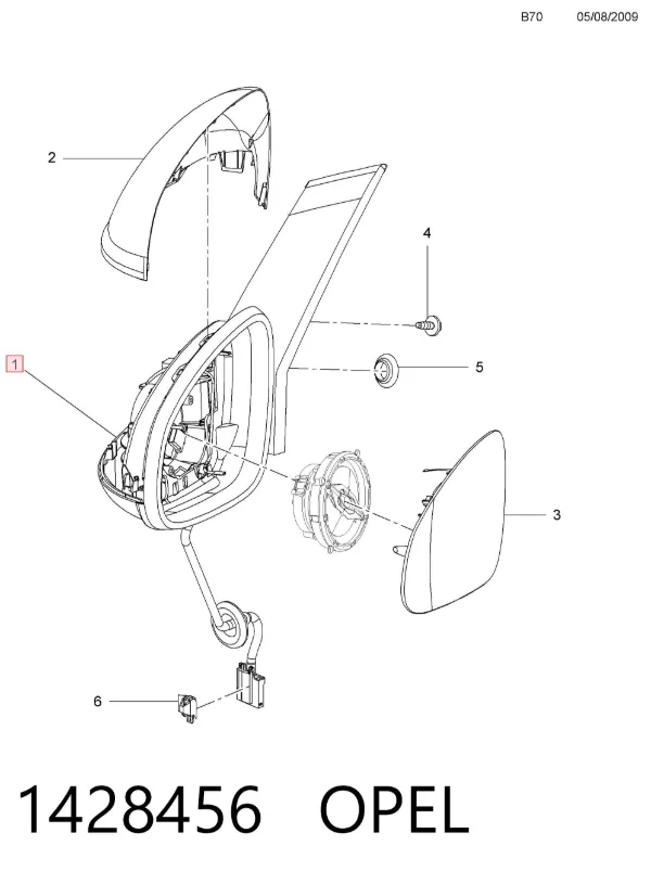 Дзеркало праве 1428456 Opel