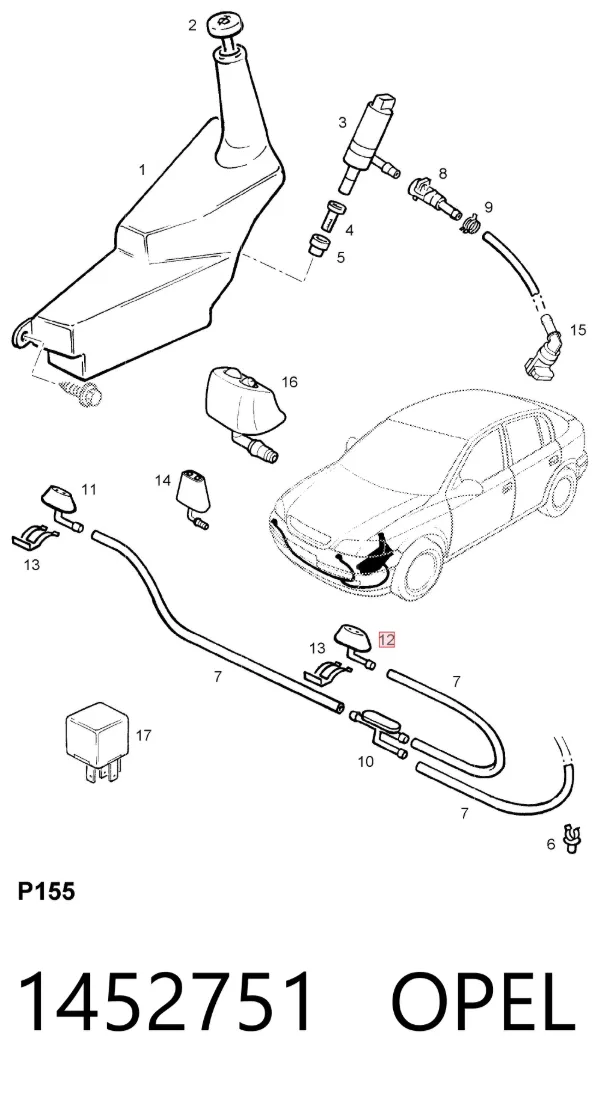 Форсунка омивача фари передньої, лівою 1452751 Opel
