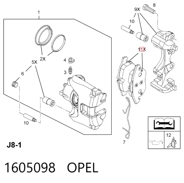 Передні тормозні колодки 1605098 Opel