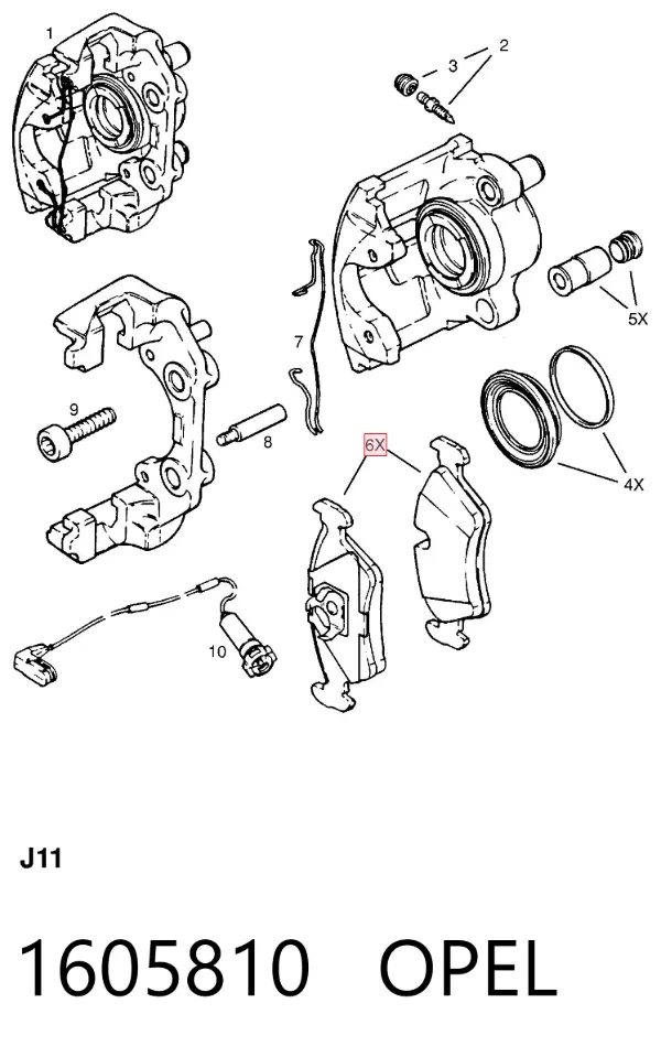 Передні тормозні колодки 1605810 Opel