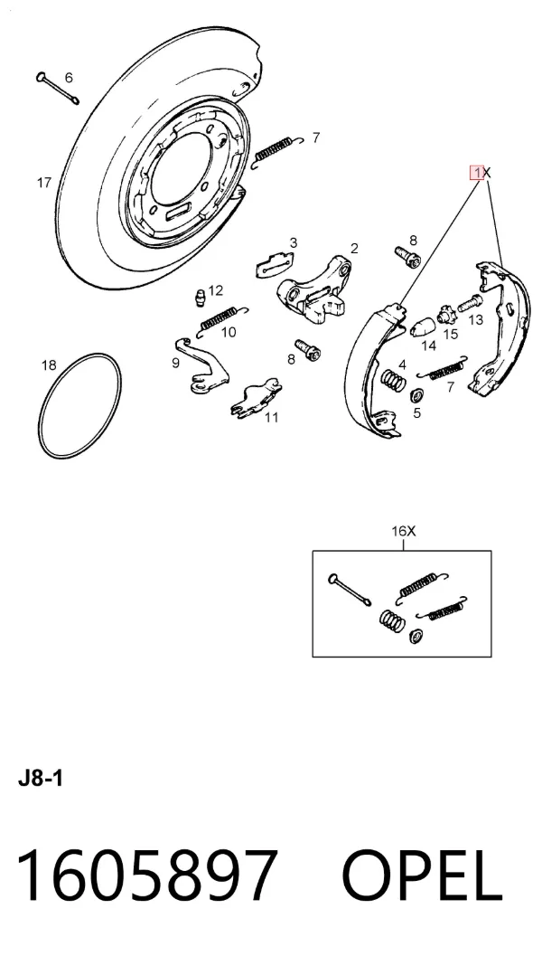 Колодки ручника 1605897 Opel
