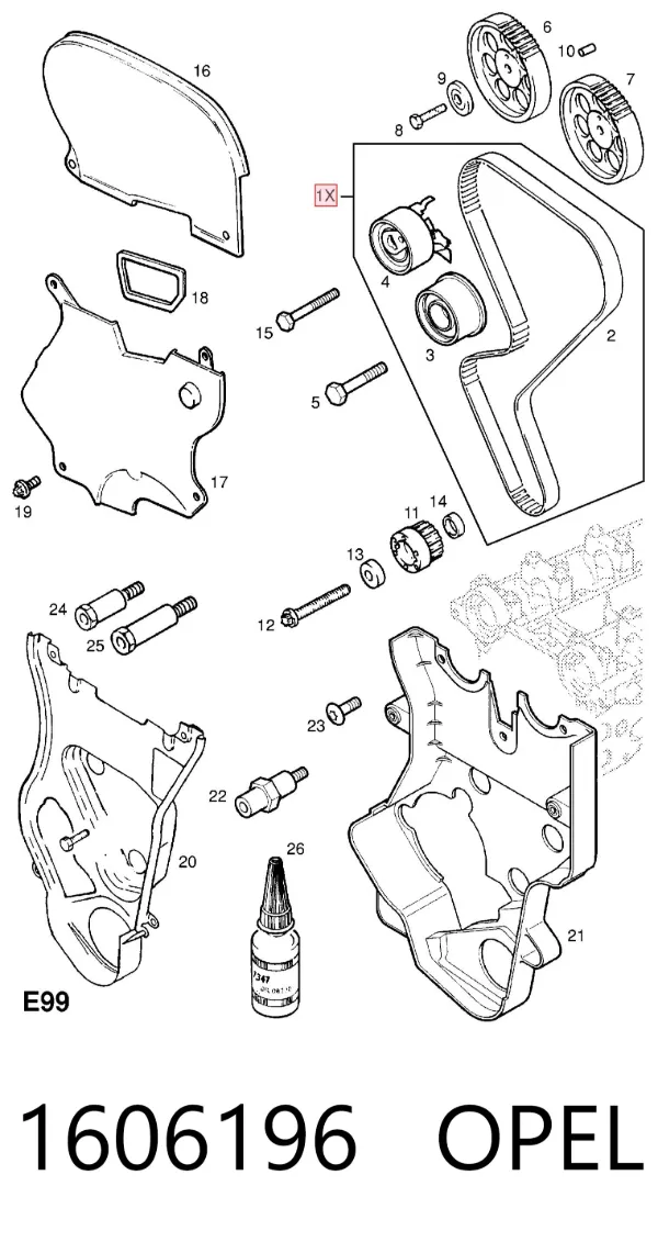 Комплект ГРМ 1606196 Opel