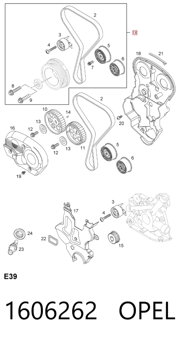 Комплект ГРМ 1606262 Opel