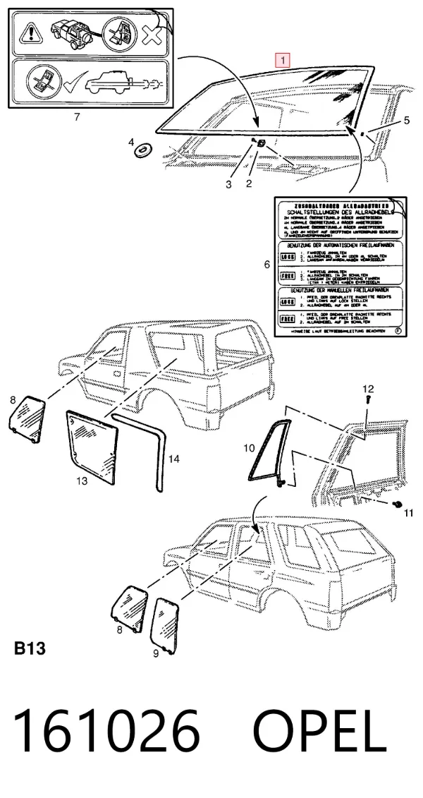 Лобове скло 161026 Opel