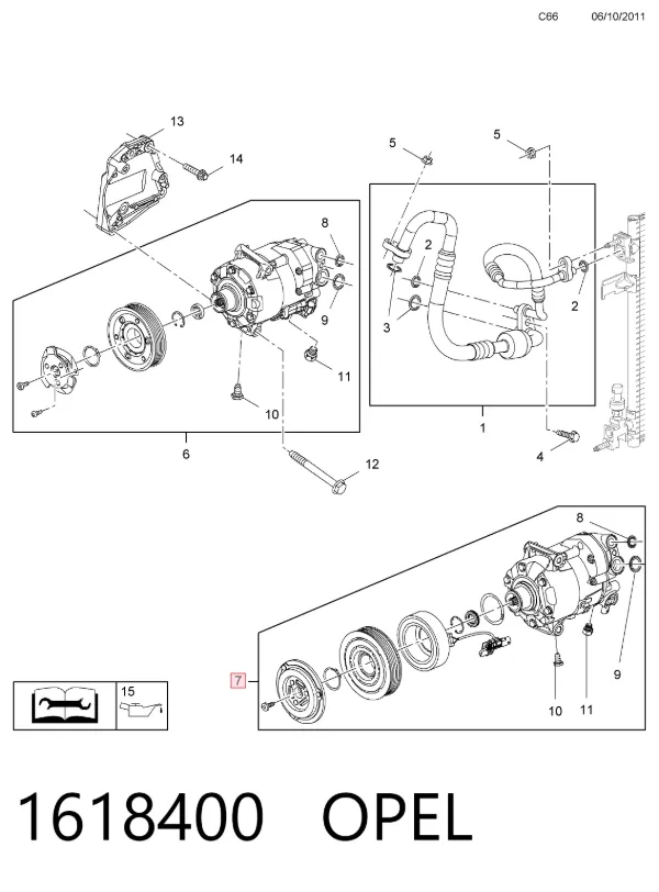 Шків компресора кондиціонера 1618400 Opel